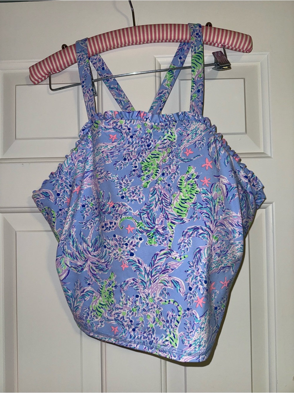 Lavender Tropical Print Tank Top Letitia blue perri NWOT sports bra tank